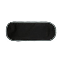 A black and grey zippered pouch with an oval shape and no visible branding.