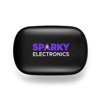 A black rectangular tech pack with a logo featuring the words "Sparky Electronics" in purple and white.