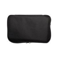 A black cooler bag with a zippered closure, featuring a sleek, textured surface.
