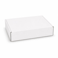 A white custom box with a locking lid, measuring 290 x 175 x 60mm, featuring a simple design.