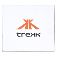 A white box featuring an orange logo and black text for the Trekk brand.