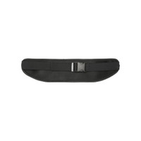 A black running waist pack featuring a buckle and mesh design, ideal for carrying essentials while active.