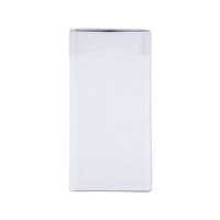 A flip-top tin containing spearmint mints, predominantly white with a clear lid. It features a branding logo.