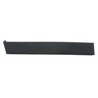 A black strip of material, possibly fabric or plastic, with a straight edge and one jagged edge.