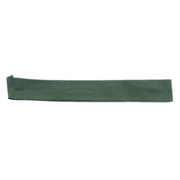 A green fabric strap, possibly for securing or adjusting headwear.
