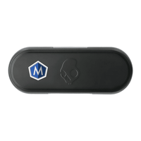 A black charging case for Skullcandy Jib True 2 earbuds featuring a logo.