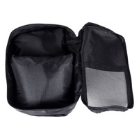 A set of three black packing cubes, featuring a spacious main compartment and a mesh pocket.