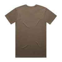 A brown T-shirt with a plain back and no visible logos or text.