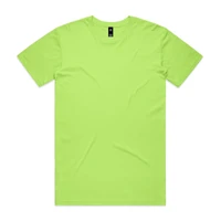 A bright lime green t-shirt with a standard crew neck and short sleeves, featuring a logo on the tag.