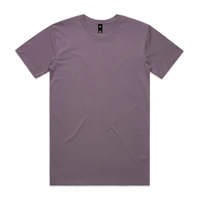 A short-sleeve T-shirt in a muted purple colour, featuring a neck tag and no visible logos.