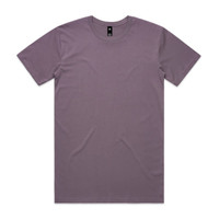 A short-sleeve T-shirt in a muted purple colour, featuring a neck tag and no visible logos.