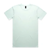 A light mint green t-shirt with a standard crew neck and short sleeves. It features a logo tag at the neckline.