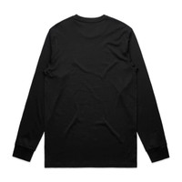 A black long-sleeve T-shirt featuring a simple design with no visible logos on the back.