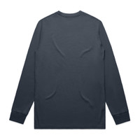 A long-sleeve tee in a dark grey colour, featuring a simple design and a logo on the back.