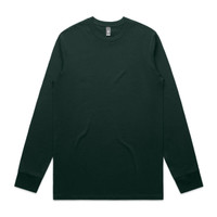 A long-sleeve T-shirt in dark green, featuring a logo on the label and a classic fit.