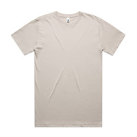 A beige Block Tubular Tee t-shirt featuring short sleeves and a crew neckline, with a small logo on the label.
