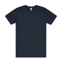 A dark navy blue t-shirt with a classic crew neck design and short sleeves, featuring a small logo.
