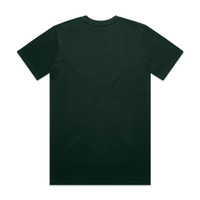 A dark green t-shirt featuring a plain back. The shirt is made of soft fabric and has a logo.