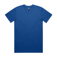 A blue classic tee t-shirt with short sleeves and a round neck. It features a logo at the neckline.