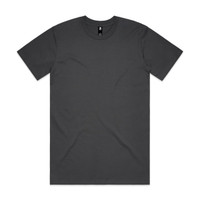 A dark grey classic tee with short sleeves and a round neckline. The shirt features a logo.