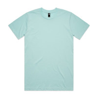 A mint green classic t-shirt featuring a crew neckline and short sleeves, with a logo on the tag.