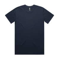 A navy blue Classic Tee featuring a crew neck design and short sleeves. It has a logo on the tag.