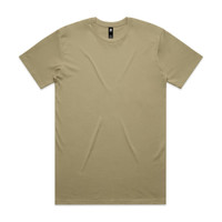 A khaki Classic Tee with a crew neckline and short sleeves. It features a logo on the inner tag.