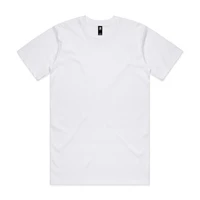 A white Classic Tee t-shirt, featuring a round neckline and short sleeves. It has a logo on the label.