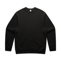 A black jumper featuring a classic crew neck design and long sleeves. It has a logo on the inside.