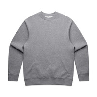 A grey jumper with long sleeves and a crew neck. It features a logo on its front.