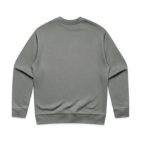 A grey jumper with a round neck and long sleeves, featuring a plain back and cuffed hems.