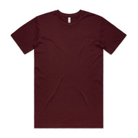 A burgundy Basic Tee with a standard crew neck and short sleeves, featuring a small logo tag.
