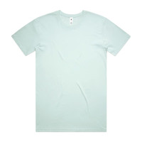 A light mint green t-shirt featuring a crew neckline and short sleeves, with a logo on the label.