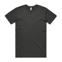 A plain black T-shirt with short sleeves and a round neckline, featuring a logo.