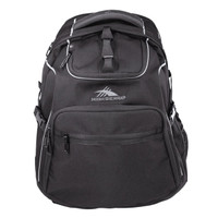 A black High Sierra Access 3.0 Backpack with zippered compartments and a logo on the front.