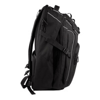 A black High Sierra Access 3.0 Backpack 45L with multiple compartments and zippers. It features adjustable straps and has a logo.