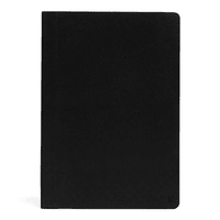 A black A5 softcover notebook with textured finish and a logo on the bottom right corner.