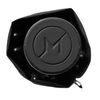A black square automatic umbrella with a circular logo at the top, featuring a compact design for convenience.