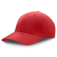 A premium soft cotton cap in vibrant red, featuring a structured design and a logo on the front.