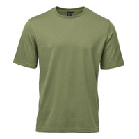 A green Men's Settebello Tee, featuring short sleeves and a crew neckline. It includes a logo on the label.