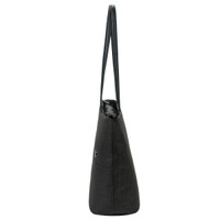 A side view of a grey Swissdigital Arosa Tote Bag, featuring a minimalist design and a single shoulder strap.