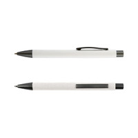 A set of two Aspen Paper Pens in white with black accents, featuring clips for easy attachment.