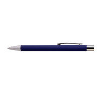 A sleek blue aluminium pen with a silver clip and tip. The design is modern and minimalist, ideal for writing.