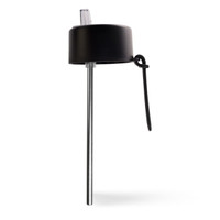 A drink bottle lid with a straw attachment, featuring a sleek black design and a secure closure.