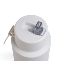 A drink bottle with a sleek design featuring a clear flip-top spout and a secure closure, made from durable steel.