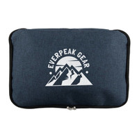 A navy cooler bag with a mountain logo. Features a zip closure and a compact, rectangular design.
