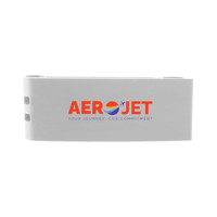 A sleek Grip Clip Phone Stand featuring the logo of AeroJet, designed for convenient phone support.