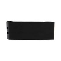 A sleek black phone stand with clips, designed for easy device support and portability. It features a minimalist design.