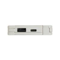 A 10,000mAh power bank in a sleek design featuring a USB port and a USB-C port for charging devices.