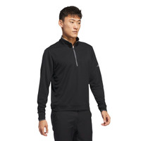 A black quarter zip pullover for men, featuring a collar and long sleeves, designed for lightweight comfort.